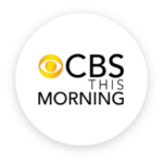 Logo of "cbs this morning" featuring stylized eye graphic in yellow and orange, with the text "cbs" in bold black letters followed by "this morning weight goals" in gray.