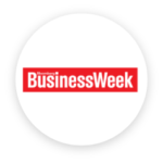 Logo of Bloomberg Businessweek featuring white text on a red background, enclosed within a white circle on a black field, symbolizing weight goals.