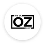 Logo of "the dr. oz show" featuring bold letters and stylized text emphasizing weight goals inside a rectangular frame.