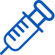 Blue and black icon of a syringe for weight goals.